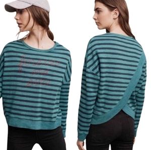 Sundry Anthropologie Teal Forever and Ever Split Back Sweatshirt size 2 (medium)